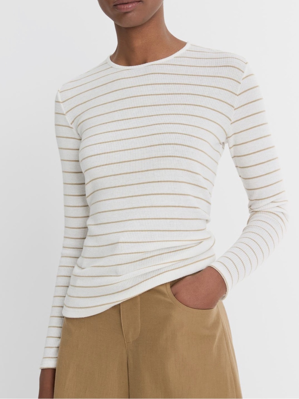 Vince NWOT Stripe Long Sleeve Rib Top Size Medium